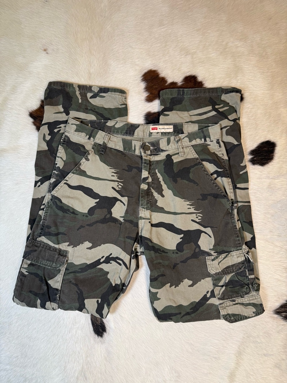 Wrangler Camo Cargo Pants Relaxed Straight